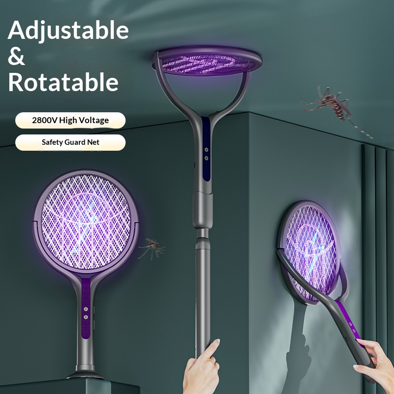 Head Racket Boom - 回転ヘッド式虫除けラケット 充電式電動ハエたたき 蚊取り器 室内・屋外用