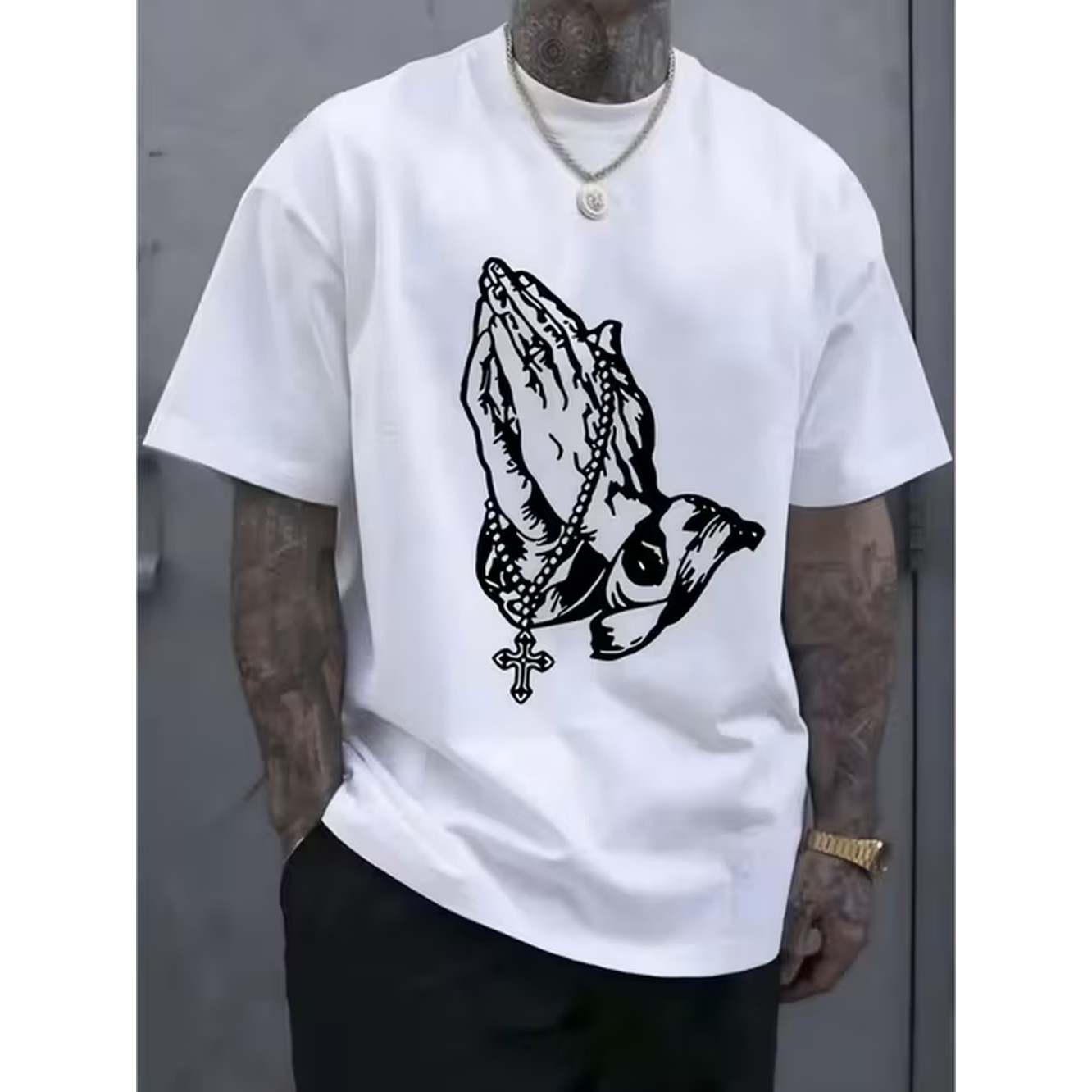 Crossfit Machine - メンズ プレイヤーハンズ クロス グラフィック Tシャツ ルーズフィット