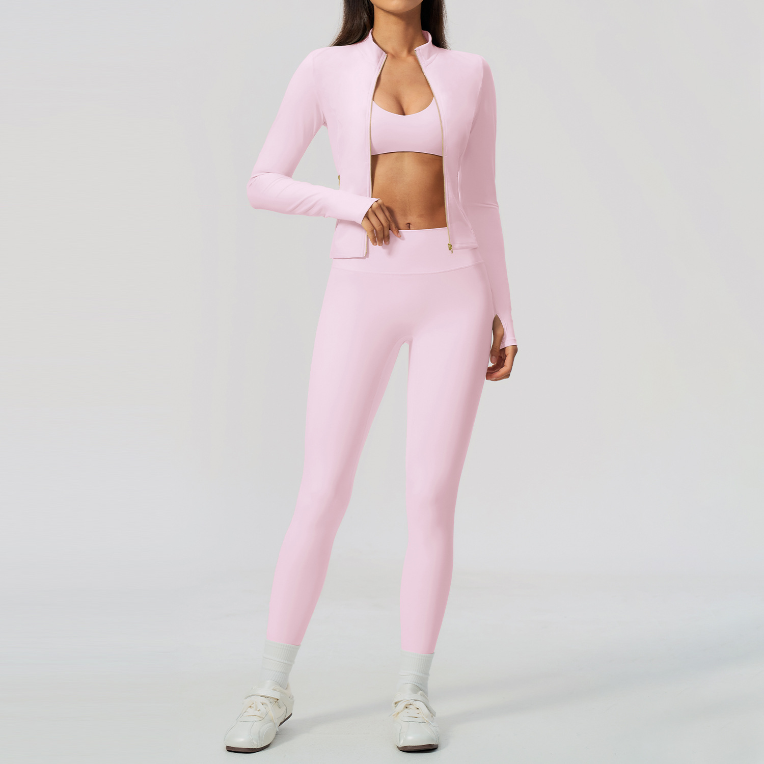 女性用ヨガセット 2/3点セット ジップアップ サムホールジ - Crossfit Equipment のレビューと価格