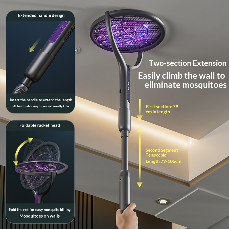 回転ヘッド式虫除けラケット 充電式電動ハエたたき 蚊取り器  - Head Racket Boom のレビューと価格
